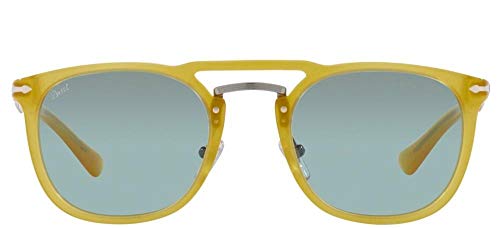 Persol PO3265S Square Sunglasses, Miele/Antique Blue, 50 mm