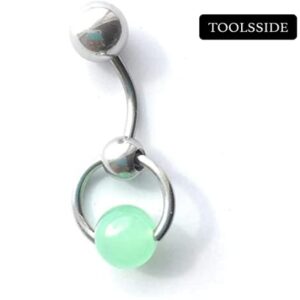 Vertical Hood Piercing Jewelry for Women with Calming Stone Chinese Jade - Belly Button Ring, Vch Jewelry Hood, Stainless Steel Belly Button Rings, Vch Piercing Jewelry 14g, Belly Button Piercing