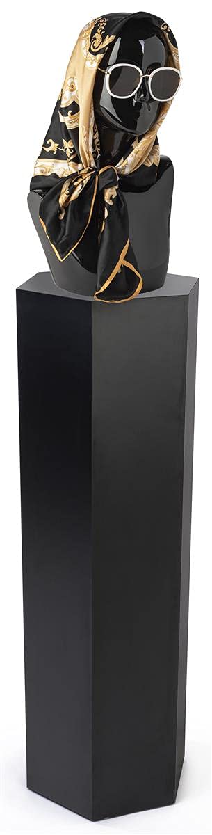 Displays2go 6-Sided Retail Pedestal Stand, Laminate, 36-inch Tall - Black (SMHEXPD36BLK)