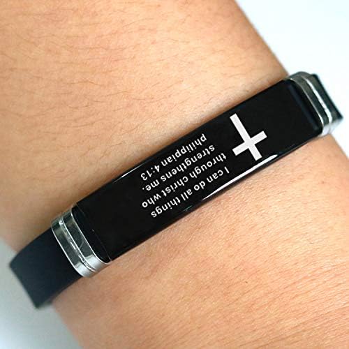 NanMuc Religious Silicone Bracelets Cross Inspirational Quote Faith Christian Bible Verse Silicone ID Wristband Gifts for Men Women Adjustable