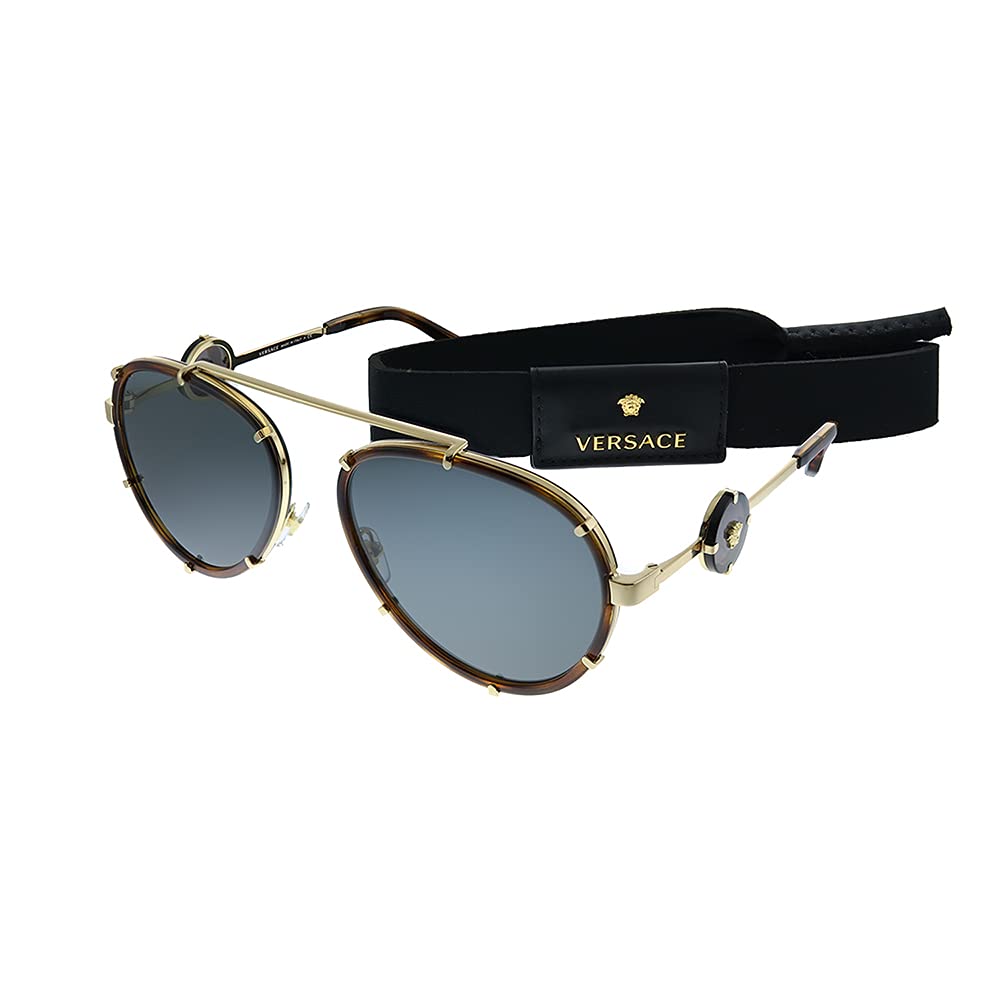 Versace Unisex Sunglasses Havana Frame, Dark Grey Lenses, 61MM