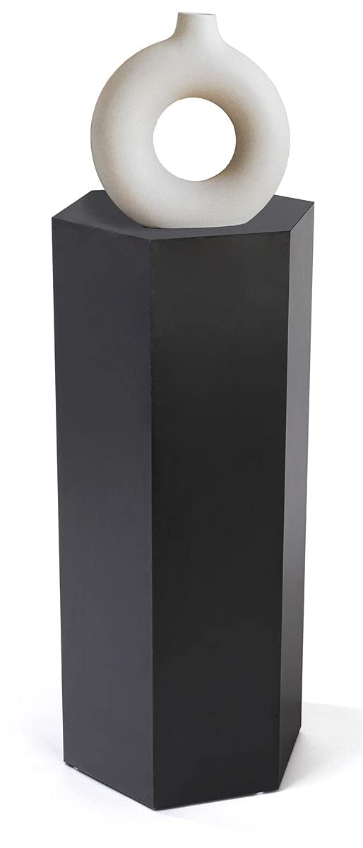 Displays2go Hexagon Riser Pedestal, Laminate, 30-inch Tall - Black (SMHEXPD30BLK)