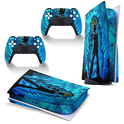 PlayStation 5 optical drive version sticker protective cover, Super Saiyan Prince Vegeta The Soul of Aeration While Fighting ps5 controller protective shell (compatible with ps5 optical drive)