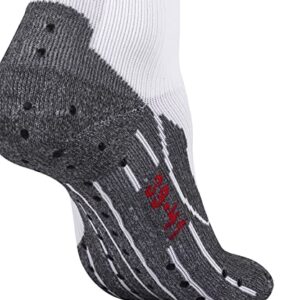 FALKE Unisex 4 GRIP Stabilizing Athletic Socks, Mid Calf, Compression Sock, Light Weight, Breathable Quick Dry, Nylon, White (White 2029), 10.5-11.5, 1 Pair