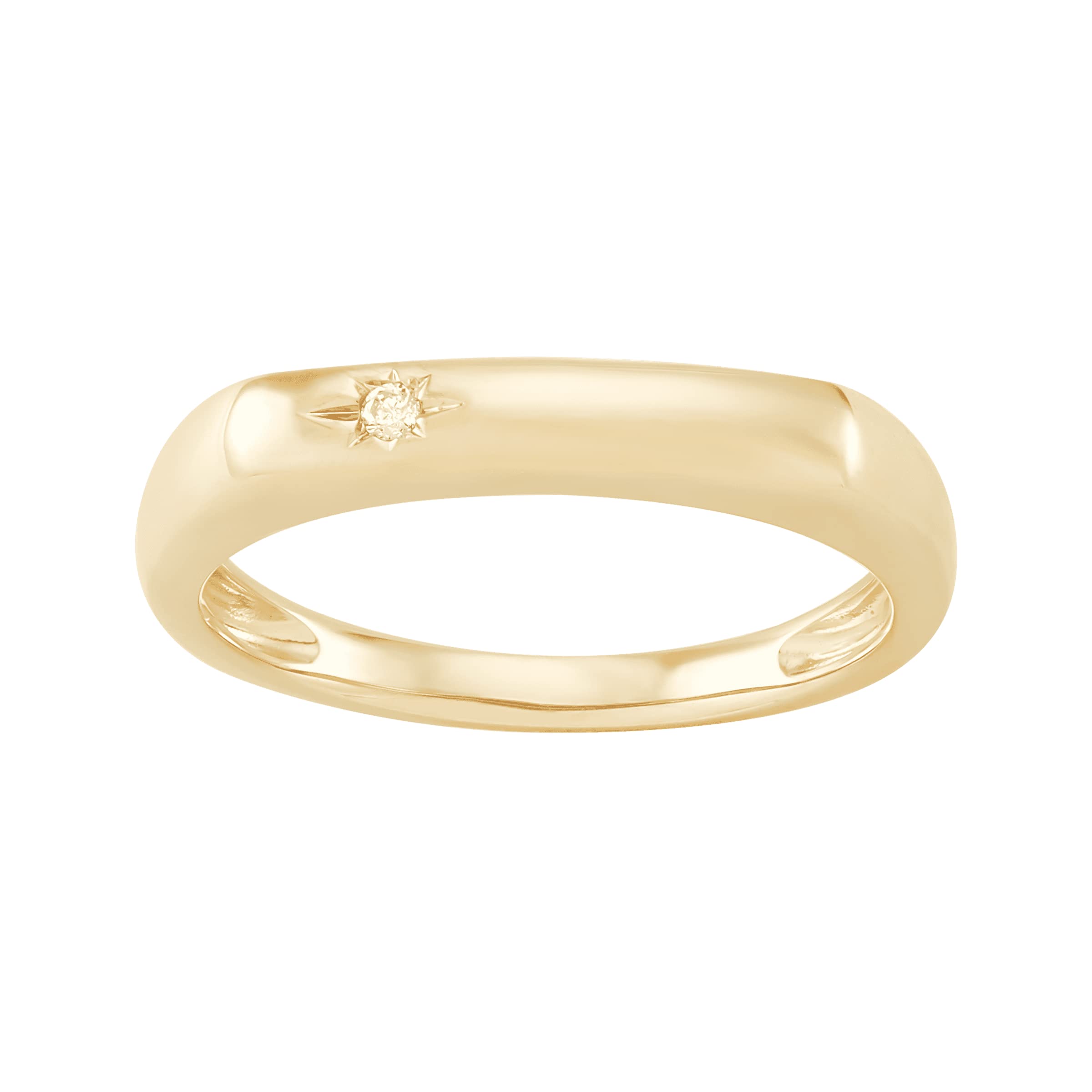 Welry Star Band Ring with Diamond in 10K Yellow Gold, Size 8, Size 8