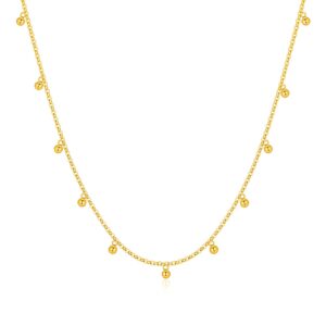 SISGEM Real 14k Gold Choker Necklace for Women, 14kt Chain with 18k Balls, Dangle Bead Jewelry Gift for Her, 14-19 Inch