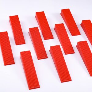 500 Pcs Reusable Leveling Wedges, Tile Leveling System Wedges For 1/8" spacers, 1/16" spacers, 1/32" spacers,for Tile Leveler Installation (500, red)