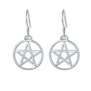 s925 sterling silver pentagram amulet dangle drop pentacle earrings for women jewelry gift