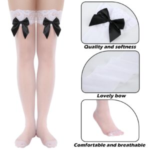 Geyoga Women Bow Lace Thigh High Stockings over the Knee Stocks for Valentine's Day