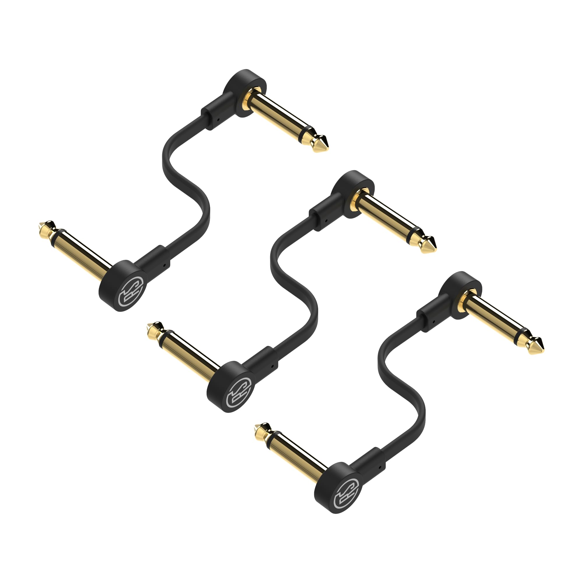 Rock Stock Guitar Pedal Patch Cables - 4 Inch S-Shape Right Angle Pedal Board Cable to Maximize Space - Durable & Low Noise Gold Plated Connectors