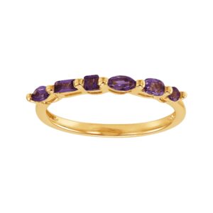 Welry Natural Geometric Amethyst Band Ring in 10K Yellow Gold, Size 9