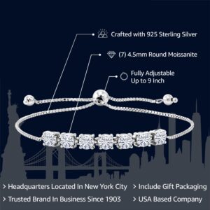 Gem Stone King 7-Stone Tennis Bracelet For Women In 925 Sterling Silver | 4.5MM Round Gemstone Birthstone | Fully Adjustable Up to 9 Inch