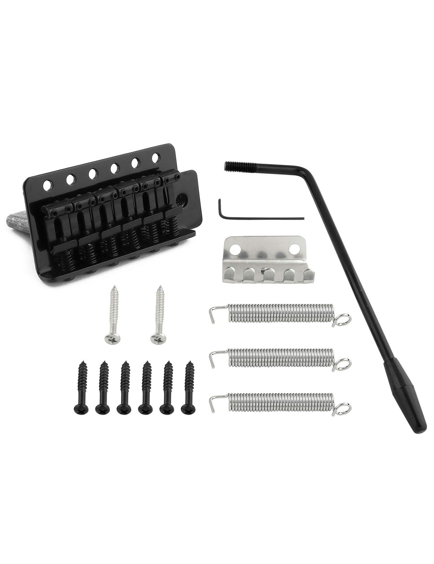 Metallor 6 String Guitar Tremolo Bridge with Whammy Bar for Fender Strat Squier Style Electric Guitar Black.