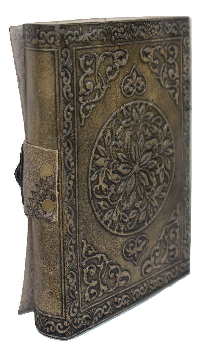 Celtic Leather Grimorie Journal, Triple Moon charcoal Blank Spell Witch Journal, Book Of Shadows Wiccan Pagan Journal Daily Clasp Lock, Third Eye Lapiz Blue Stone Journal, Handmade Unlined Leather