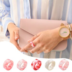 Hicarer 25 Pieces Colorful Resin Rings Set Acrylic Plastic Thin Rings Open Adjustable Band Rings Retro Aesthetic Ring Christmas Valentine's Day Birthday Party Gift for Women