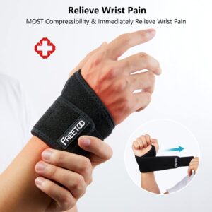 FREETOO Air Mesh Wrist Brace for Carpal Tunnel support for pain relief, Compression Wrist support strap at work for women men,Adjustable wrist guard fit right left hand for Arthritis Tendonitis