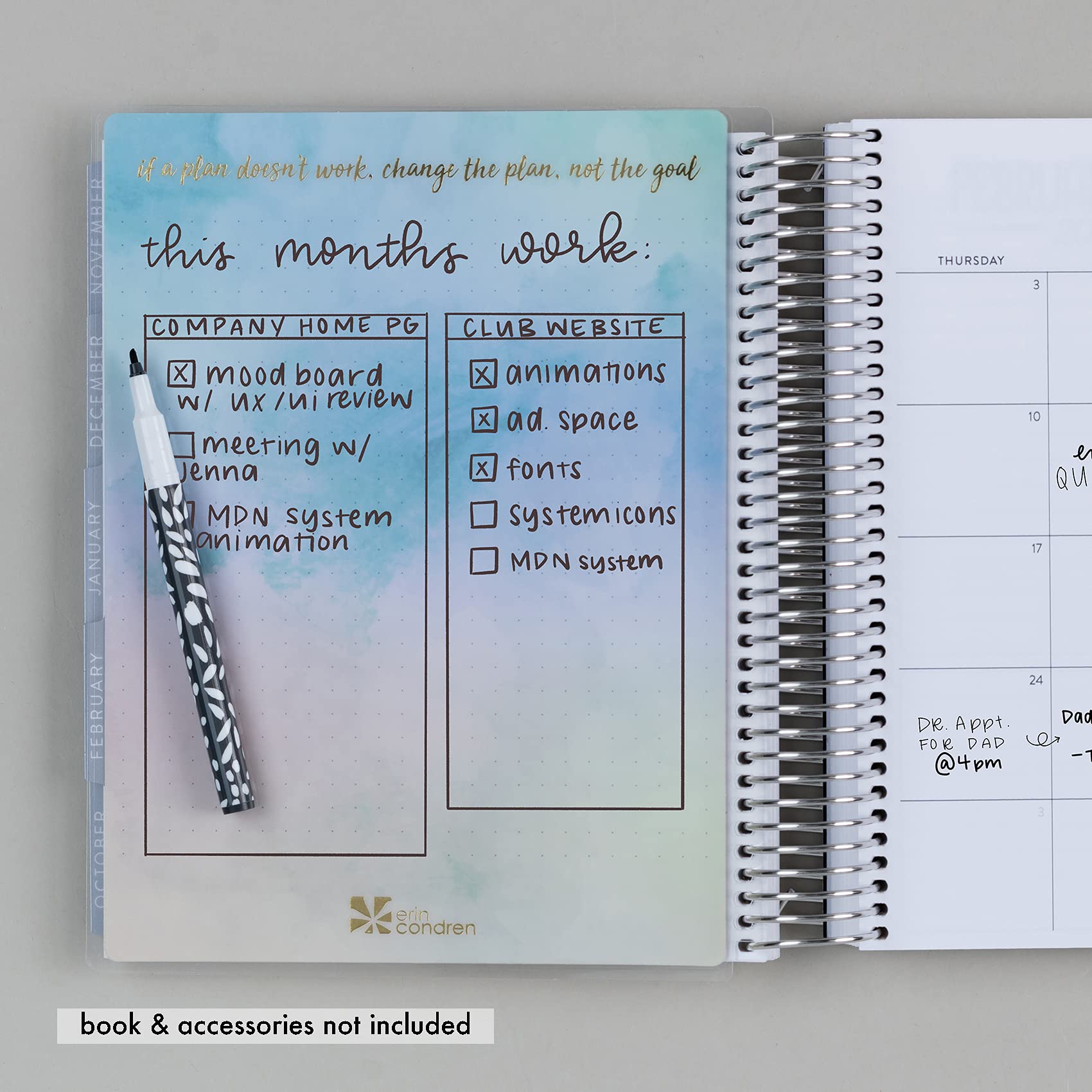 Snap-In Checklist Dashboard, Wet-Erase and Dry-Erase, Portable Dashboard You can Snap Into Your Coiled Planner, Notebooks, and Binders, Stay on Track in Style by Erin Condren