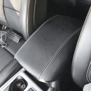 INTGET Car Center Console Armrest Cover for 2023 2022 Ford Explorer Accessories 2020 2021 Leather Middle Arm Rest Dog Seat Cover Console Lid Protector(Carbon Fiber Leather)