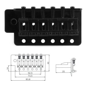 Metallor 6 String Guitar Tremolo Bridge with Whammy Bar for Fender Strat Squier Style Electric Guitar Black.