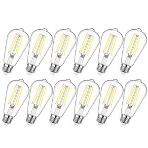 maxvolador 12-pack dimmable vintage led edison bulb 60w equivalent, 6w 850lumens edison light bulbs 5000k, st58 antique led filament bulb, e26 base