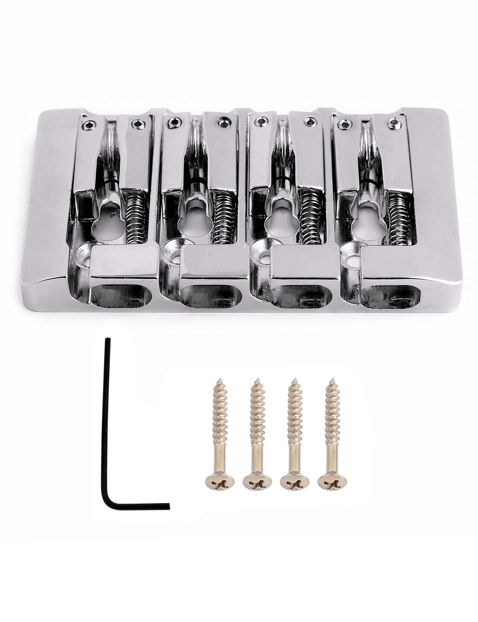 Bogart 4 String Bass Bridge A Style Top Load and String Through Body Tailpiece with Zinc Saddles for Electric Jazz Bass P Bass Chrome High Mass.