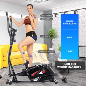 Elliptical Exercise Machine with APP, Heavy-Duty Elliptical Cross Trainer for Home Use, 10-Level Resistance, Max User Weight 390 lbs, Ideal for Indoor Workout & Fitness