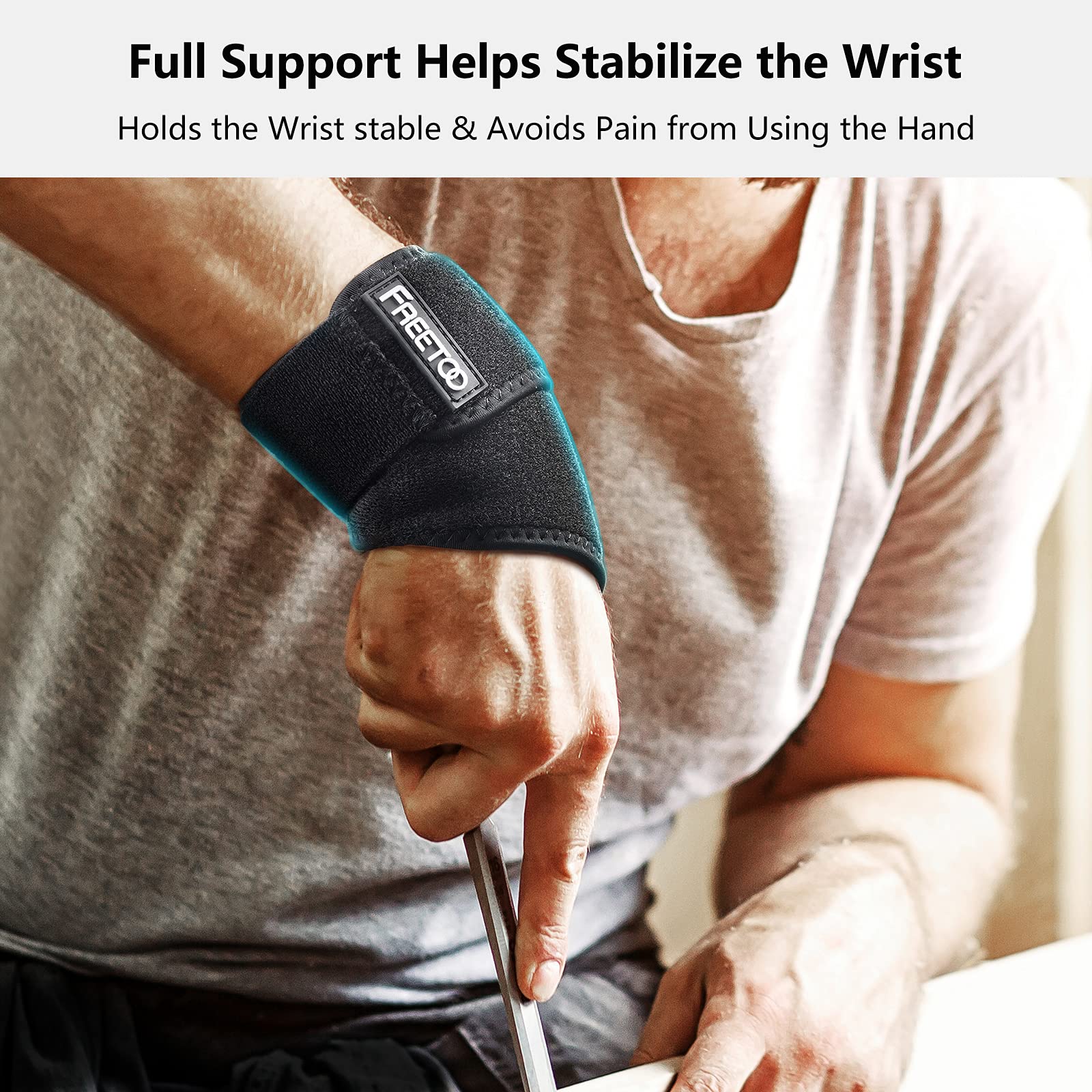 FREETOO Air Mesh Wrist Brace for Carpal Tunnel support for pain relief, Compression Wrist support strap at work for women men,Adjustable wrist guard fit right left hand for Arthritis Tendonitis