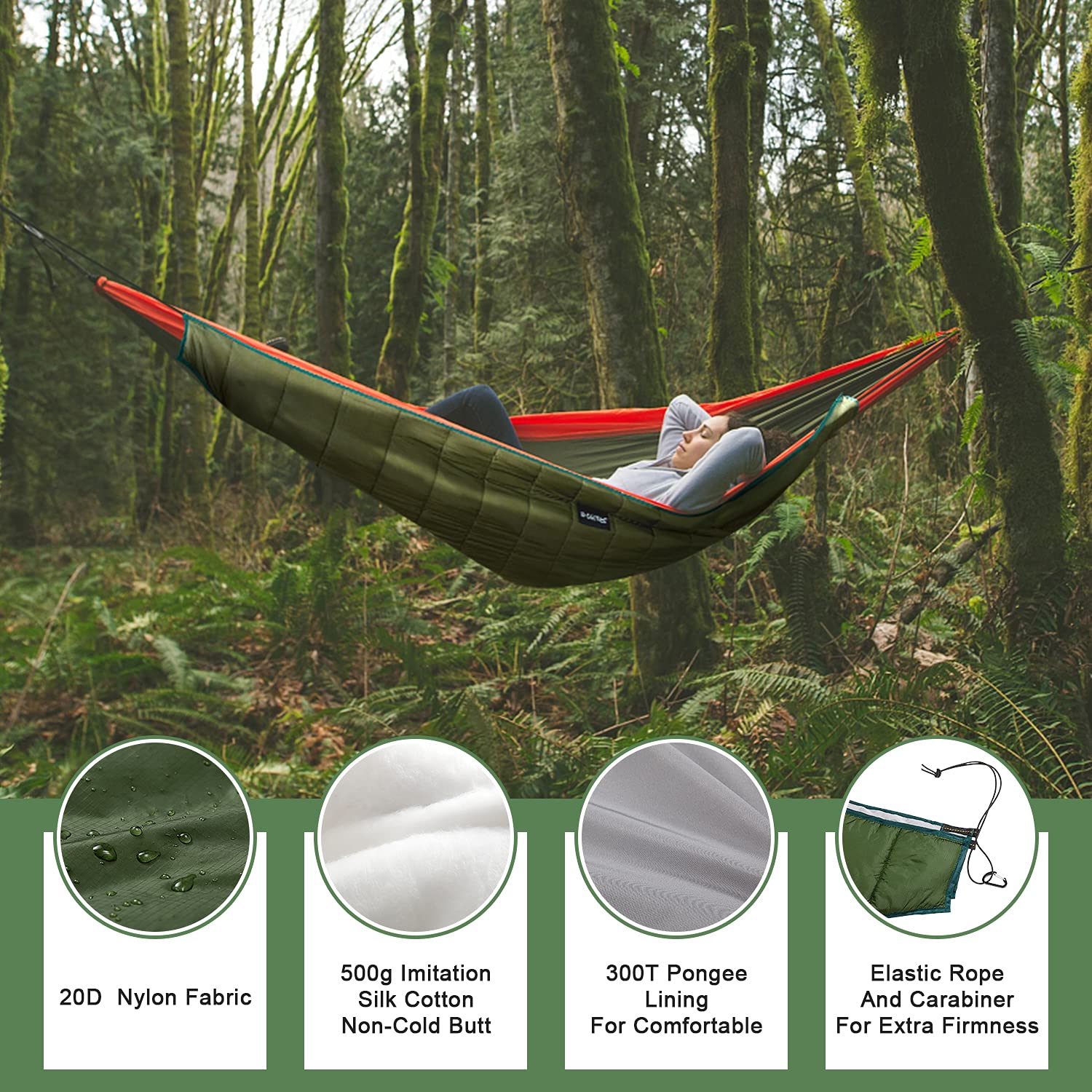 G4Free Hammock Underquilt for Single & Double Camping Hammocks, Lightweight Portable Top Warm 4 Season Winter Under Quilt for Outdoor Camping Hiking Backpacking