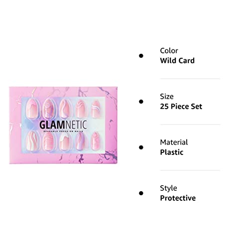 Glamnetic Press On Nails - Wild Card | Opaque UV Finish Short Pointed Almond Shape, Reusable Pastel Nails in 12 Sizes - 24 Nail Kit with Glue