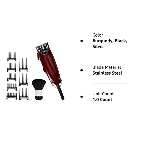 Oster Fast Feed Adjustable Pivot Motor Clipper 76023-510 with 8 Piece Guide Comb Set and Neck Duster