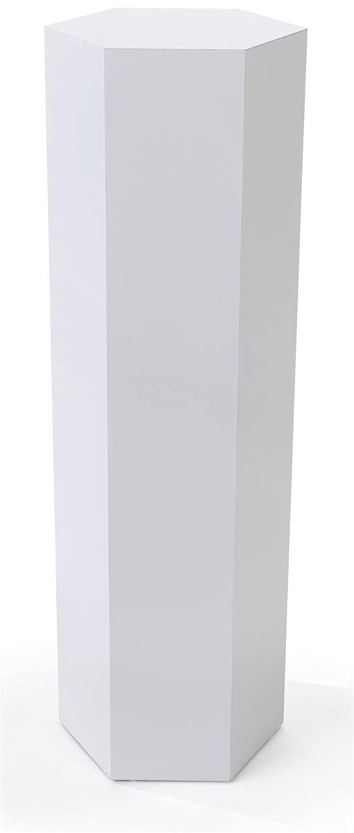 Displays2go Hexagon Retail Riser, Laminate, 42-inch Tall - White (SMHEXPD42WHT)