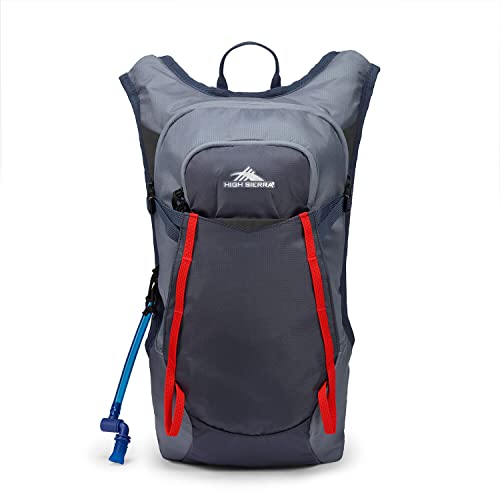 High Sierra Hydrahike 2.0 Hydration Backpack with 2L Reservoir, for Hiking, Biking, Camping, Traveling, Grey Blue, 8L