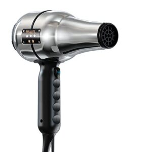 Wahl Professional - 5-Star Series Ionic Retro-Chrome Design Barber Hair Dryer #05054-Includes 2 Concentrator Attachments 2.5"-3.5" with a 9' Cord - 2 Speed Settings with 3 Heat Settings & Cool Setting