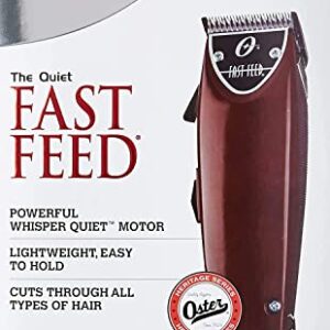 Oster Fast Feed Adjustable Pivot Motor Clipper 76023-510 with 8 Piece Guide Comb Set and Neck Duster