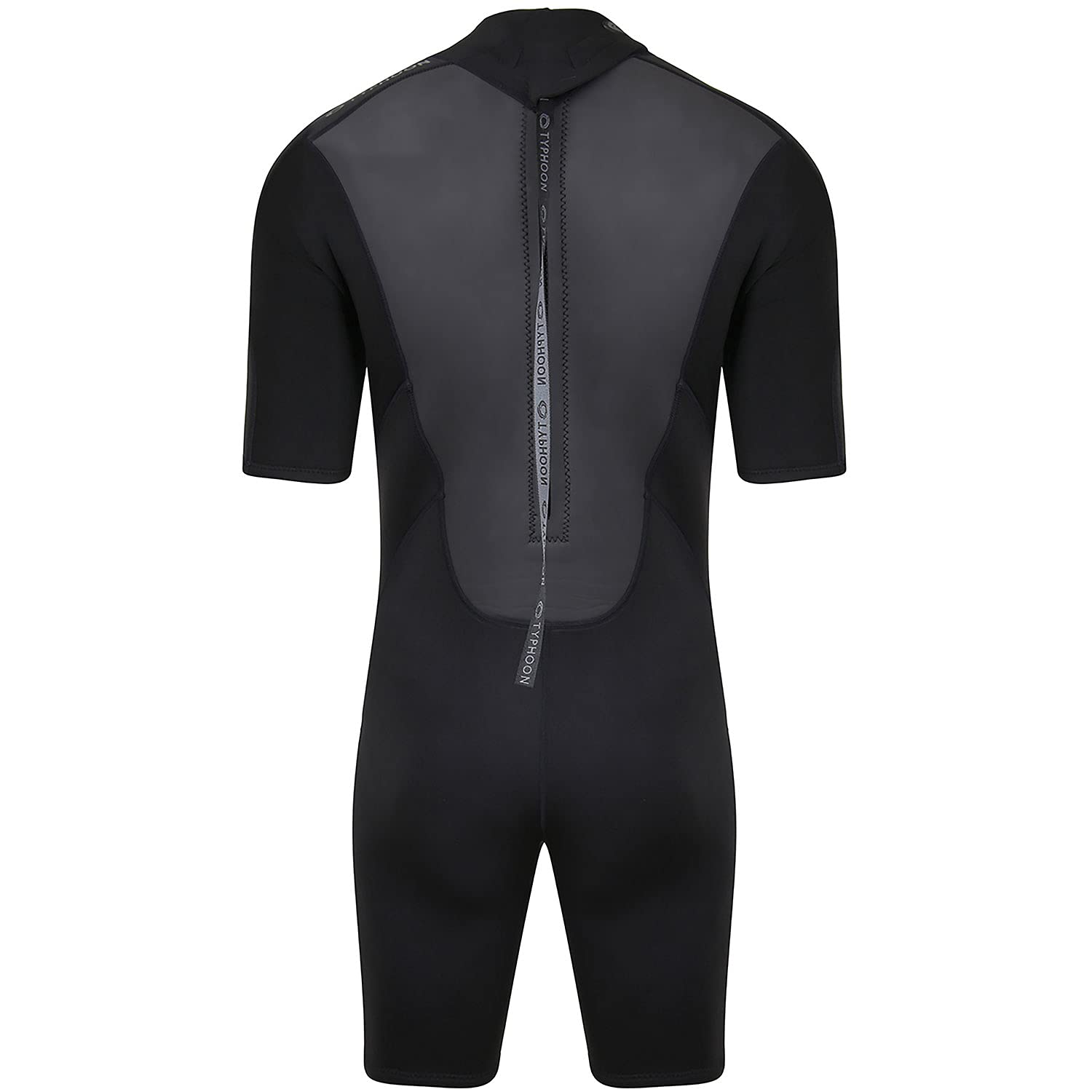 Typhoon Mens Storm3 3/2mm Back Zip Shorty Wetsuit - Black Graphite - Easy Stretch - Flatlock Seam Construction