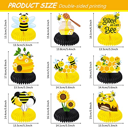 9 Pieces Bee Baby Centerpiece Bumble Honeycomb Centerpieces Honeycomb Table Centerpieces for Bee Day Themed Decorations Bee Baby Shower Decorations Baby Shower Birthday Party Supplies