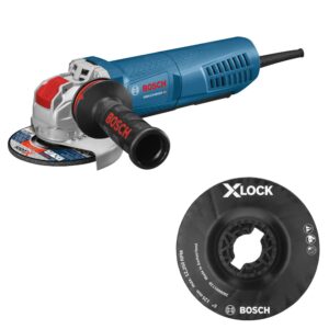 Bosch GWX13-50VSP 5 In. X-LOCK Variable-Speed Angle Grinder with Paddle Switch with Bosch MGX0500 5 In. X-LOCK Backing Pad with X-LOCK Clip - Medium Hardness