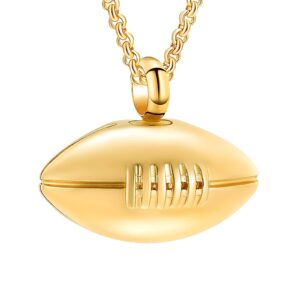 hearbeingt cremation jewelry urn necklace for ashes america football/basketball keepsake urn pendant memorial ash urn jewelry for women men(gold)