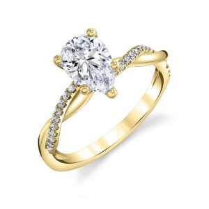 Aihpos Twisted Engagement Rings for Women with 1 Carat Center Moissanite, Princess cut Round Cushion Pear Emerald Cut Moissanite 925 Sterling Silver 10K 14K 18K Gold with Text Engraving