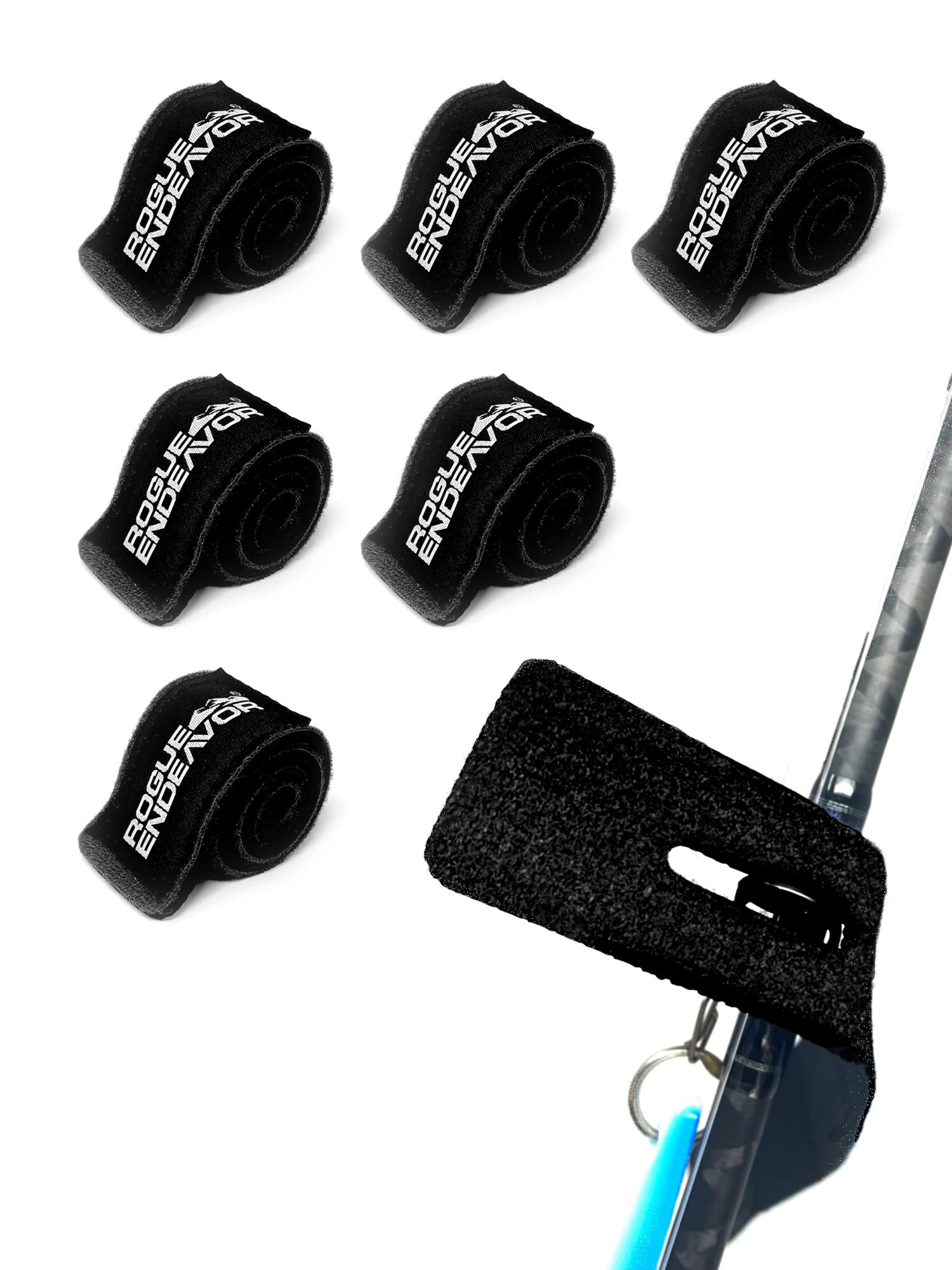 Rogue Endeavor Fishing Rod Wrap, Premium Neoprene Lined (Pack of 6) (Black)