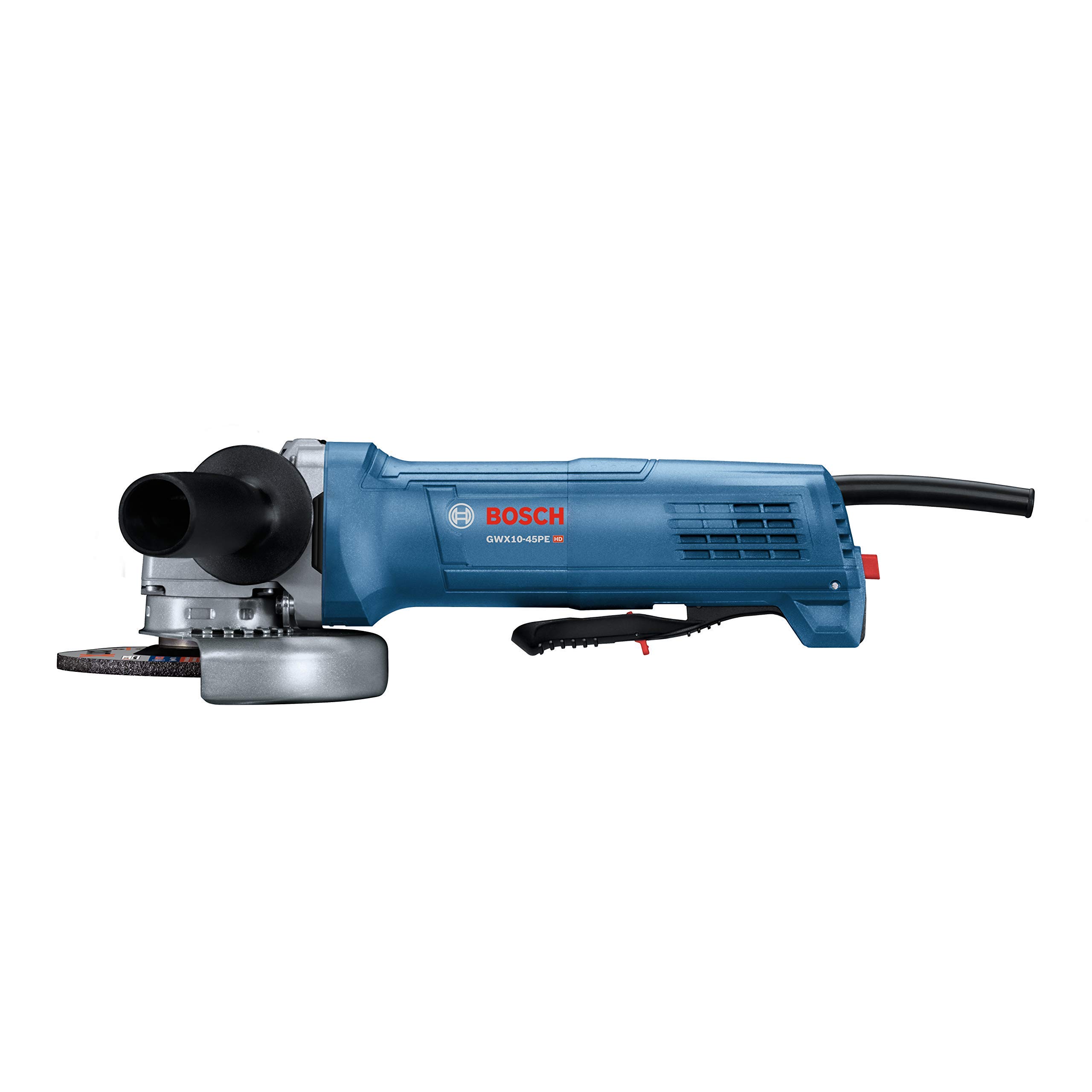 Bosch GWX10-45PE 4-1/2 In. X-LOCK Ergonomic Angle Grinder with Paddle Switch with Bosch FDX2745080 4-1/2 In. X-LOCK Arbor Type 27 80 Grit Flap Disc