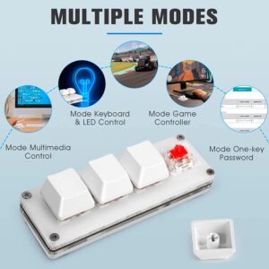 Ecarke Mini 4-Key OSU Keypad Hotswap One Handed Keypad Mechanical Gaming Keyboard,Can Self Programming Macro,with 1.5m USB-C Data Cable（Upgrade Cherry Shaft & RGB LED）