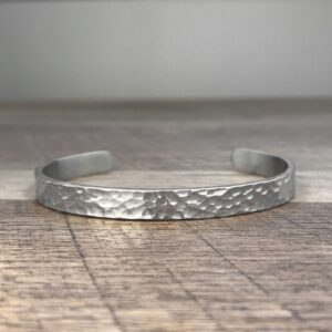 Loralyn Designs Stainless Steel Hammered Texture Cuff Bracelet Womens, Grey