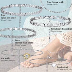 PROSILVER Sterling Silver Cuban Link Anklets For Women Womens Foot Chain Anklet Ankle Braclet