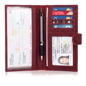 NeoMonte Handmade RFID Leather Checkbook Covers for Men and Women with 6 Credit Card & 1 ID Slot and Pen Holder