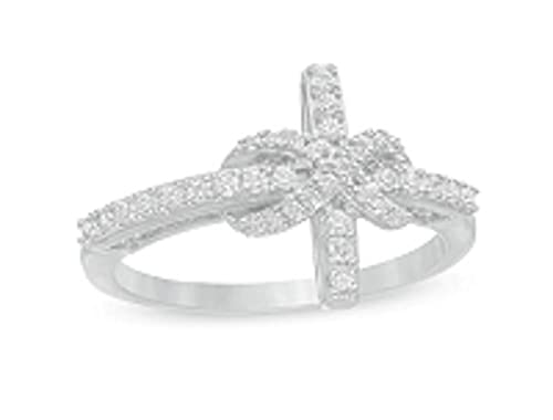 1/4 CT. T.W Round Cut Simulated Diamond Sideways Cross with Infinity Engagement Ring 925 Sterling Silver (12)