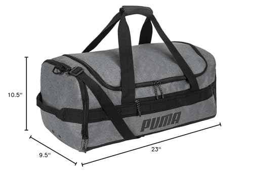 PUMA Evercat Foundation Duffel Bag, Grey Heather/Black, One-Size