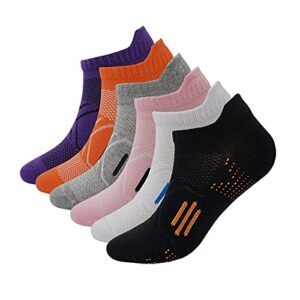 Teebulen Women 6-Pack Mixed Anti Odor Blister Resisting Sweat Wick Low Cut Cotton Sports Running Socks,Size 4-8