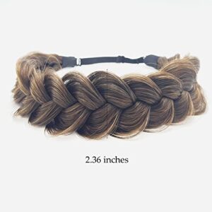 TOECWEGR Synthetic Hair Braided Headband Classic Wide Strands Wedding Disorderly Fluffy Braids Wig Band Women Beauty Accessory