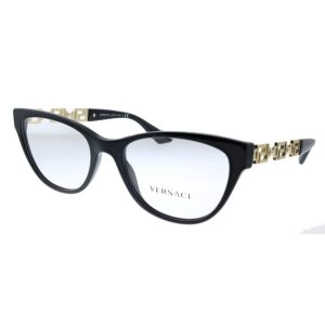 versace ve 3292 gb1 black plastic round eyeglasses 52mm